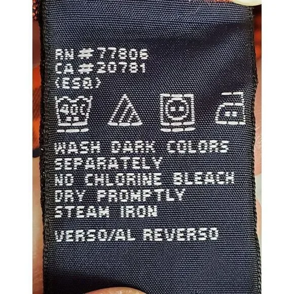 Tommy Hilfiger Button Down Shirt Long Sleeve Orange Blue Check Men's Size M - Picture 10 of 11